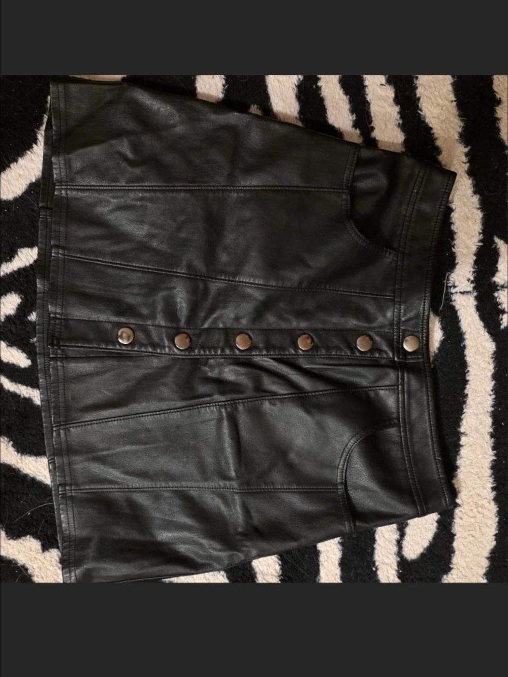 Express Black Faux Leather Button-Front Mini Skirt